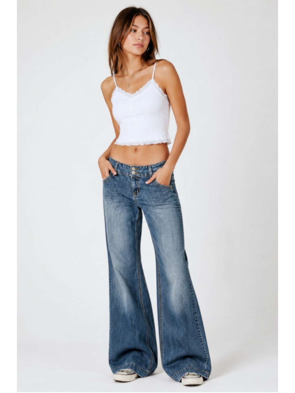 Vintage Y2K LEI Ashley Trouble Jeans Juniors 15 Low Rise Wide Leg Flare
